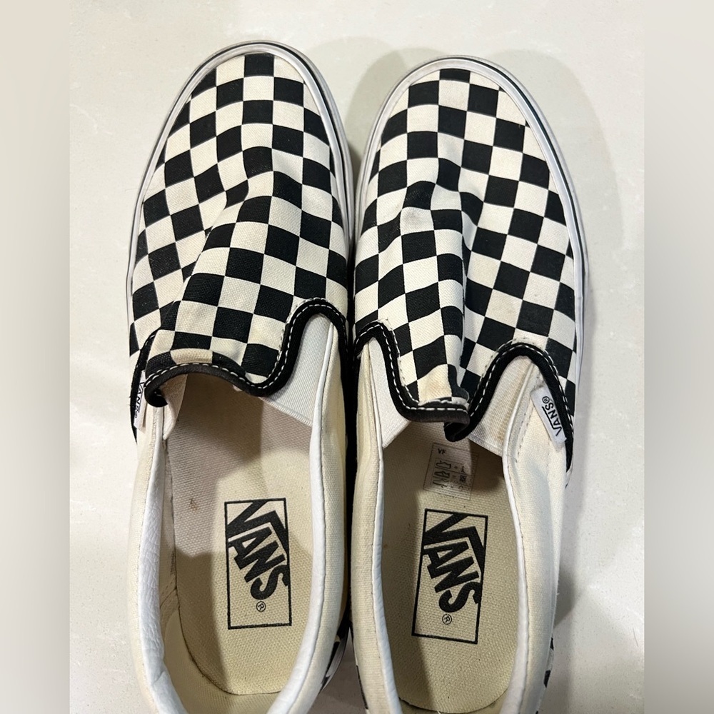 Vans CLASSIC Black and White Checkered Slip-On Platform Sneakers